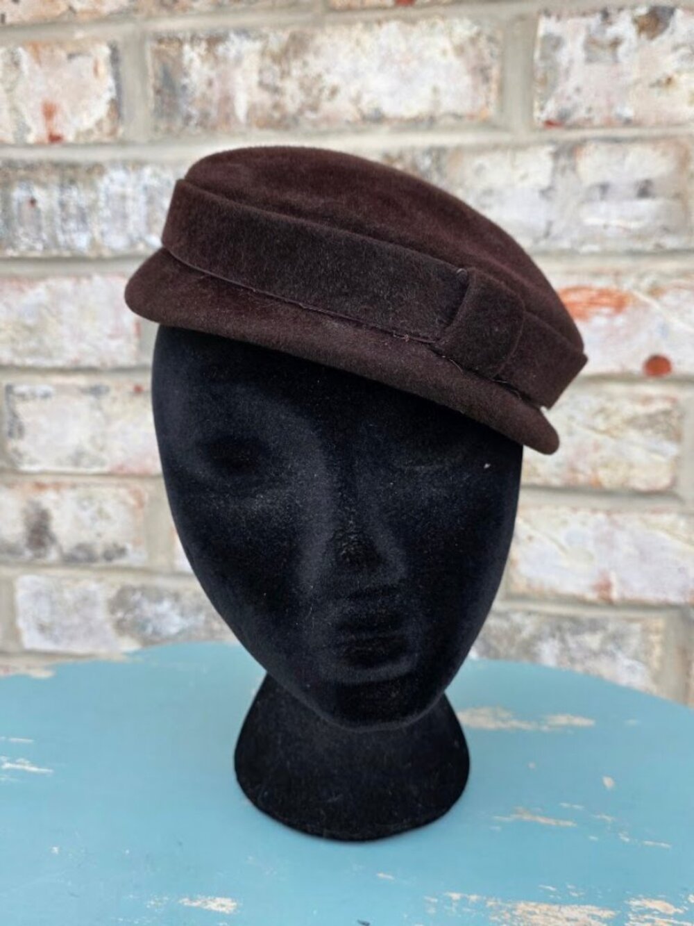 Vintage 1940s Brown Felt Asymmetrical Tilt Hat